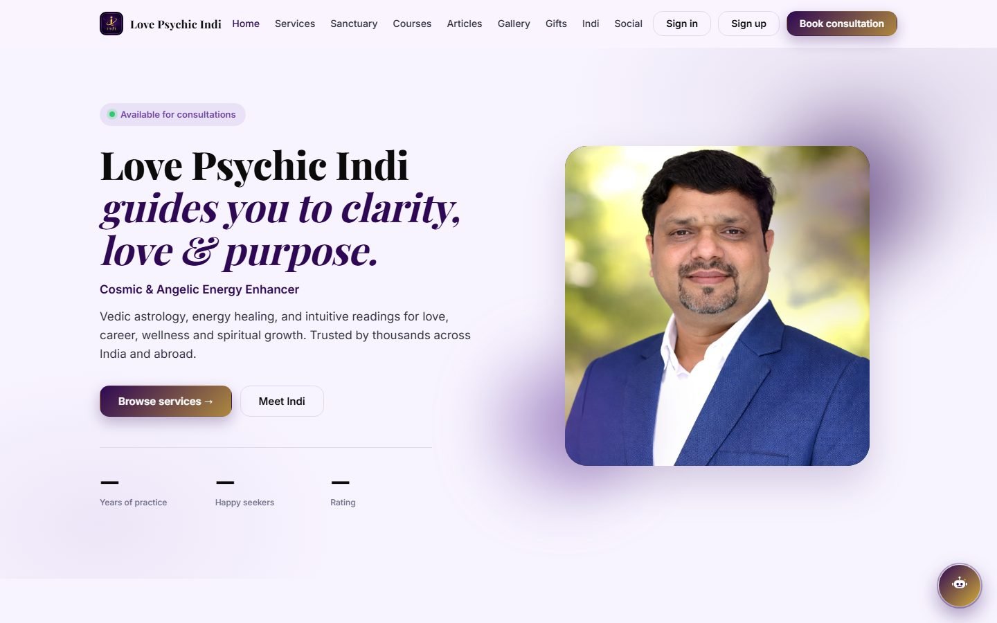 Love Psychic Indi — live site