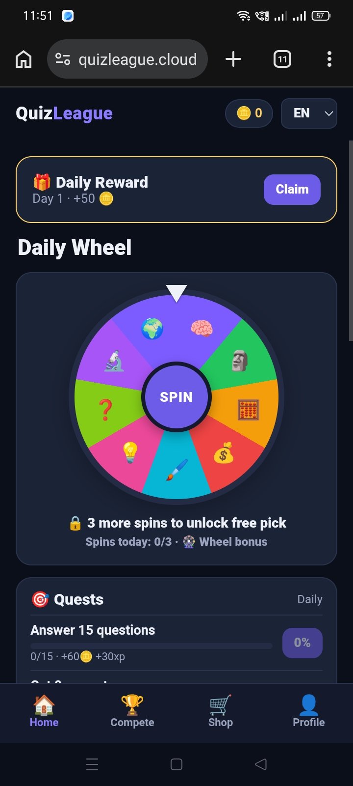 Quiz League — live site